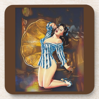 pinup vintage beverage coaster