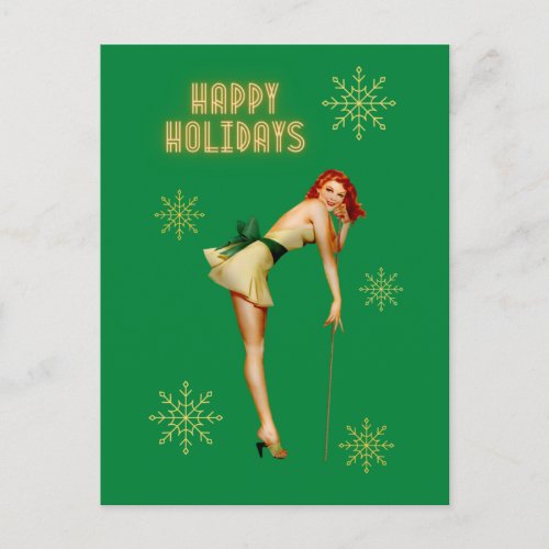 Pinup Vintage Christmas Postcard