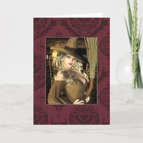 Pinup Witch Blank Note Card
