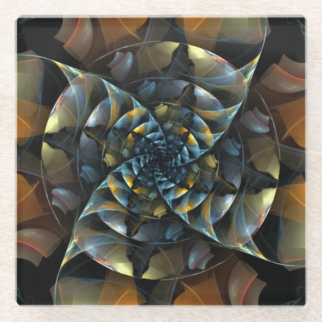Pinwheel Abstract Art Glass Coaster (Front)
