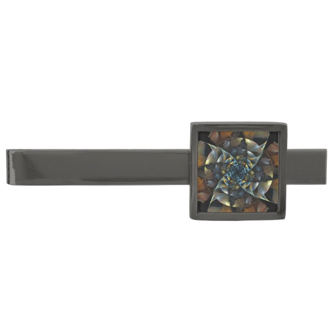 Pinwheel Abstract Art Gunmetal Finish Tie Clip (Front)