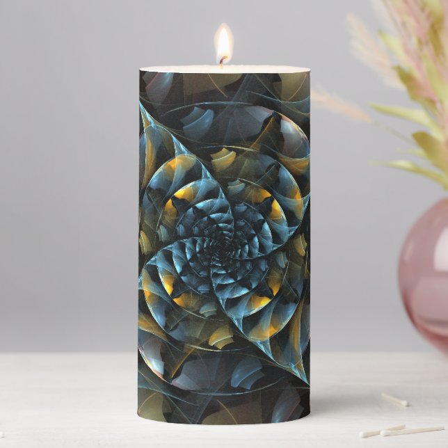 Pinwheel Abstract Art Pillar Candle (In Situ)
