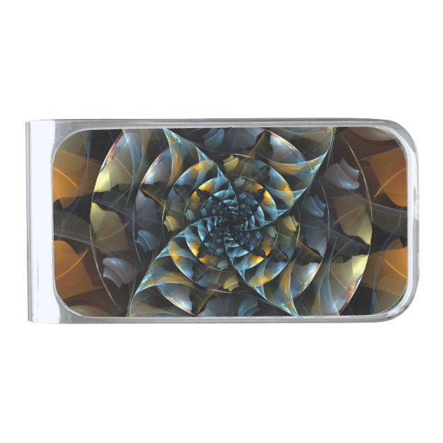 Pinwheel Abstract Art Silver Finish Money Clip (Front)