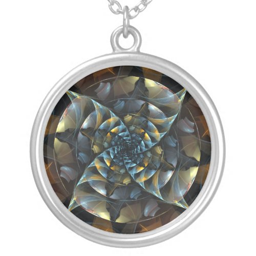 Pinwheel Abstract Silver Necklace