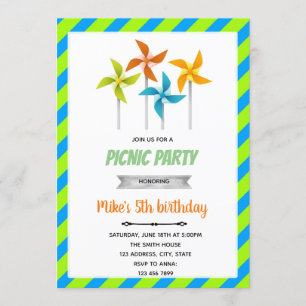Pinwheel birthday Invitation
