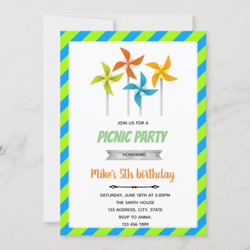 Pinwheel birthday Invitation