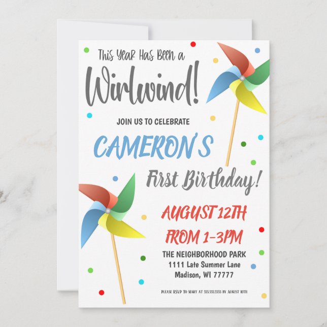 Pinwheel Birthday Party Invitation (Front)