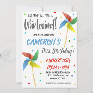 Pinwheel Birthday Party Invitation