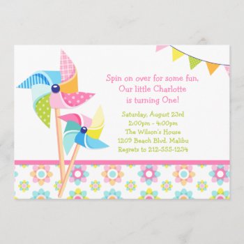 Pinwheel Birthday Party Invitation by eventfulcards at Zazzle