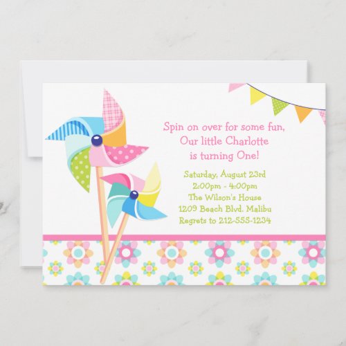 Pinwheel Birthday Party Announcements