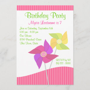 Pinwheel Birthday Party Invitation