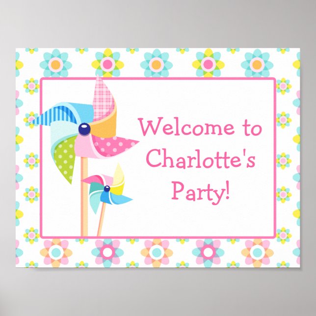 Pinwheel Birthday Party Sign (Front)