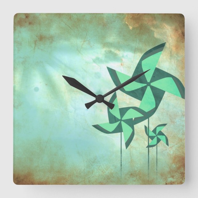 pinwheel dreams square wall clock (Front)