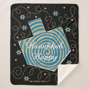 Pinwheel Dreidel Sherpa Hanukkah Blanket/Medium Blanket