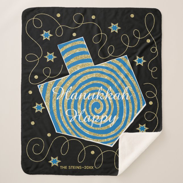 Pinwheel Dreidel Sherpa Hanukkah Blanket/Medium Sherpa Blanket (Front)