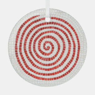 PINWHEEL MOSAIC Glass Circle Ornament