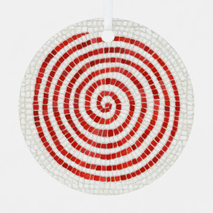 PINWHEEL MOSAIC Metal Round Ornament