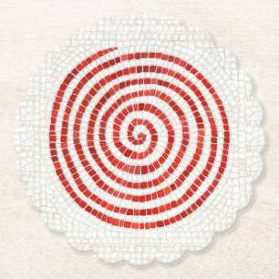 PINWHEEL MOSAIC Scalloped Round Paper Coasters