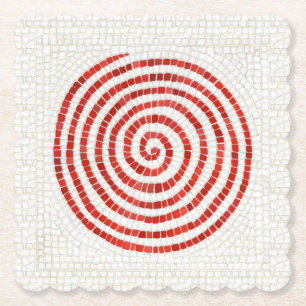 PINWHEEL MOSAIC Scalloped Square Paper Coasters