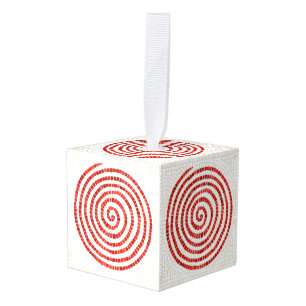 PINWHEEL MOSAIC Wooden Cube Ornament