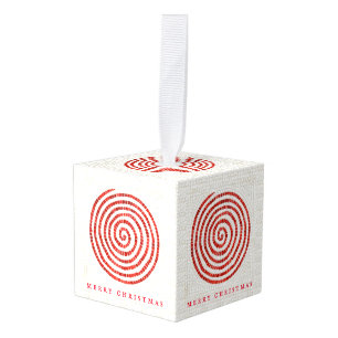 PINWHEEL MOSAIC Wooden Cube Ornament + Text