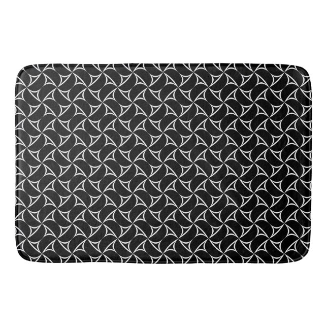 Pinwheel Spiral White Abstract Illusions Line Art Bath Mat (Front)