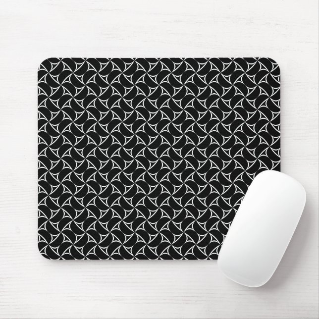 Pinwheel Spiral White Abstract Illusions Line Art Mouse Pad (With Mouse)