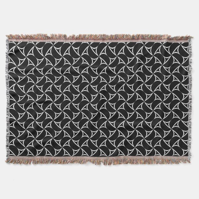 Pinwheel Spiral White Abstract Illusions Line Art Throw Blanket (Front)