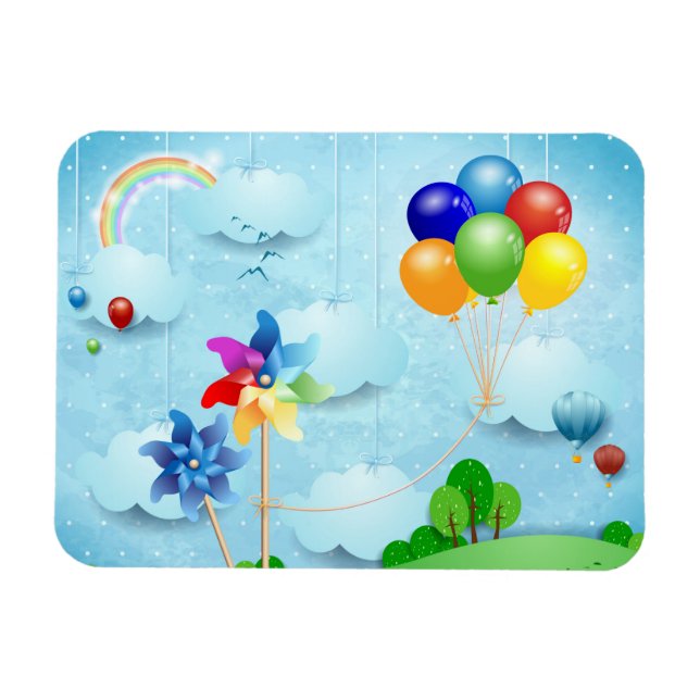 Pinwheels and balloons magnet (Horizontal)