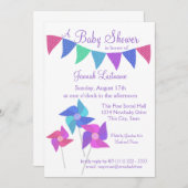 Pinwheels and Polka Dot Pennants Baby Shower Invitation (Front/Back)