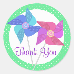 Pinwheels and Polka Dots Classic Round Sticker