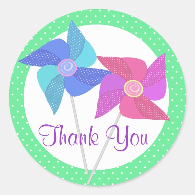 Pinwheels and Polka Dots Classic Round Sticker (Front)