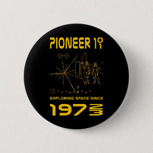Pioneer 10 & 11 Space 1972 & 1973 gold Button