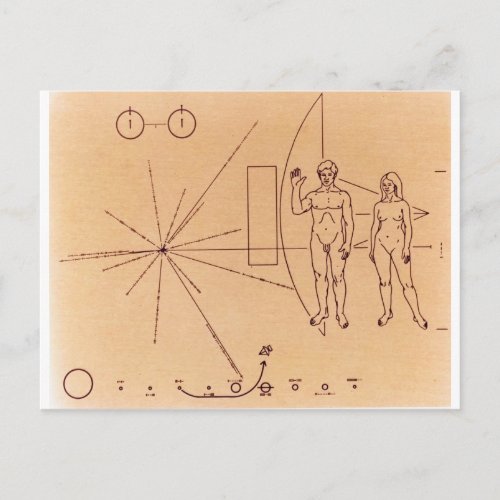 Pioneer 10s Plaque Engraved Gold_Anodized Plate Postcard