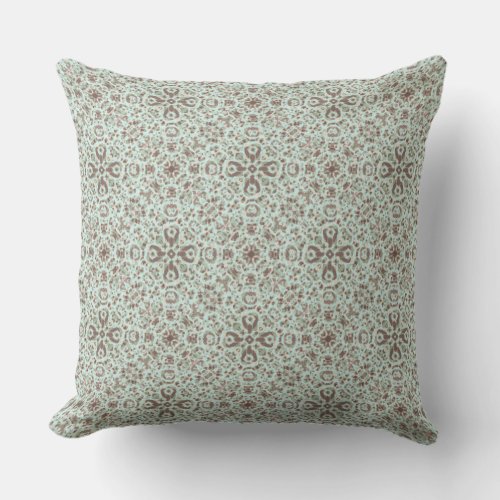 Pioneer Chic Dainty Floral Cross Light Mint Taupe Throw Pillow