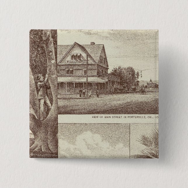 Pioneer Land Co tract, Porterville Pinback Button (Front)
