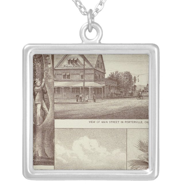 Pioneer Land Co tract, Porterville Silver Plated Necklace (Front)