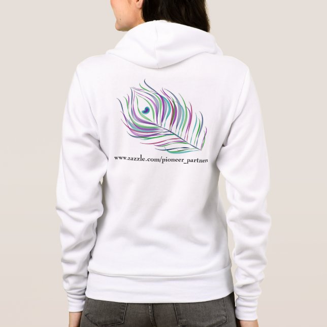 Pioneer partners zazzle peacock feather and flower hoodie (Back)