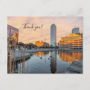 Pioneer Plaza Pond Morning Thank You Postcard