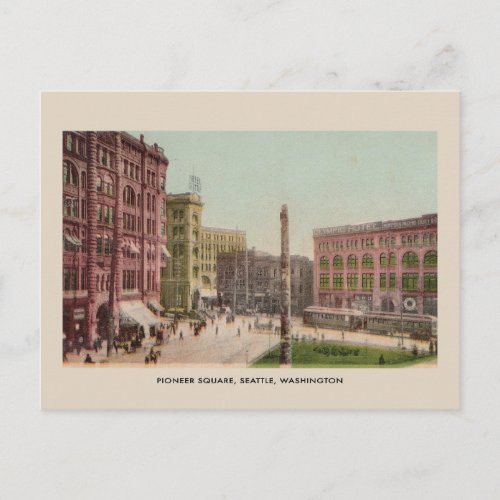 Pioneer Square Seattle vintage Postcard