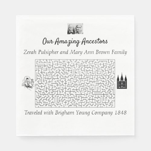 Pioneer Trail Maze Amazing Family Photos and Names Napkins