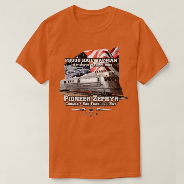 Pioneer Zephyr Americas first  streamline Train T-Shirt (Design Front)