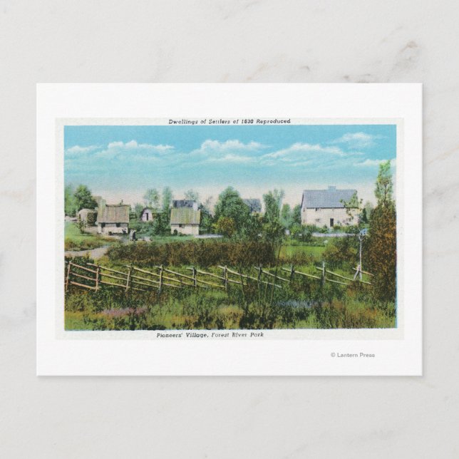 Pioneers' Village Scene in Forest River Park # Postcard (Front)