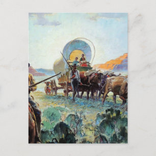 “Pioneers”  Western Art by Herbert M Stoops Postcard