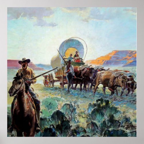 Pioneers  Western Art by Herbert M Stoops Poster