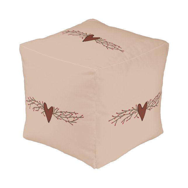 Pip Berry Heart Cubed Pouf (Angled Front)