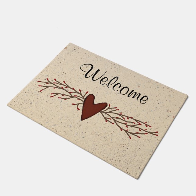 Pip Berry Heart Door Mat (Angled)