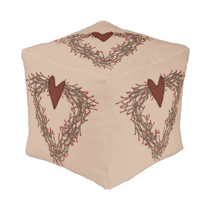 Pip Berry Heart Wreath Cubed Pouf