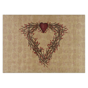 Pip Berry Heart Wreath Glass Cutting Board