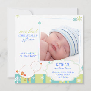 Pip Pip Lil Bird Baby Boy Photo Birth Announcement